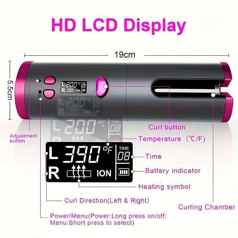 USB-C Wireless Charging Automatic Portable Curling Iron, Smart Home Personal Care Appliance, Ideal Holiday Surprise H260110