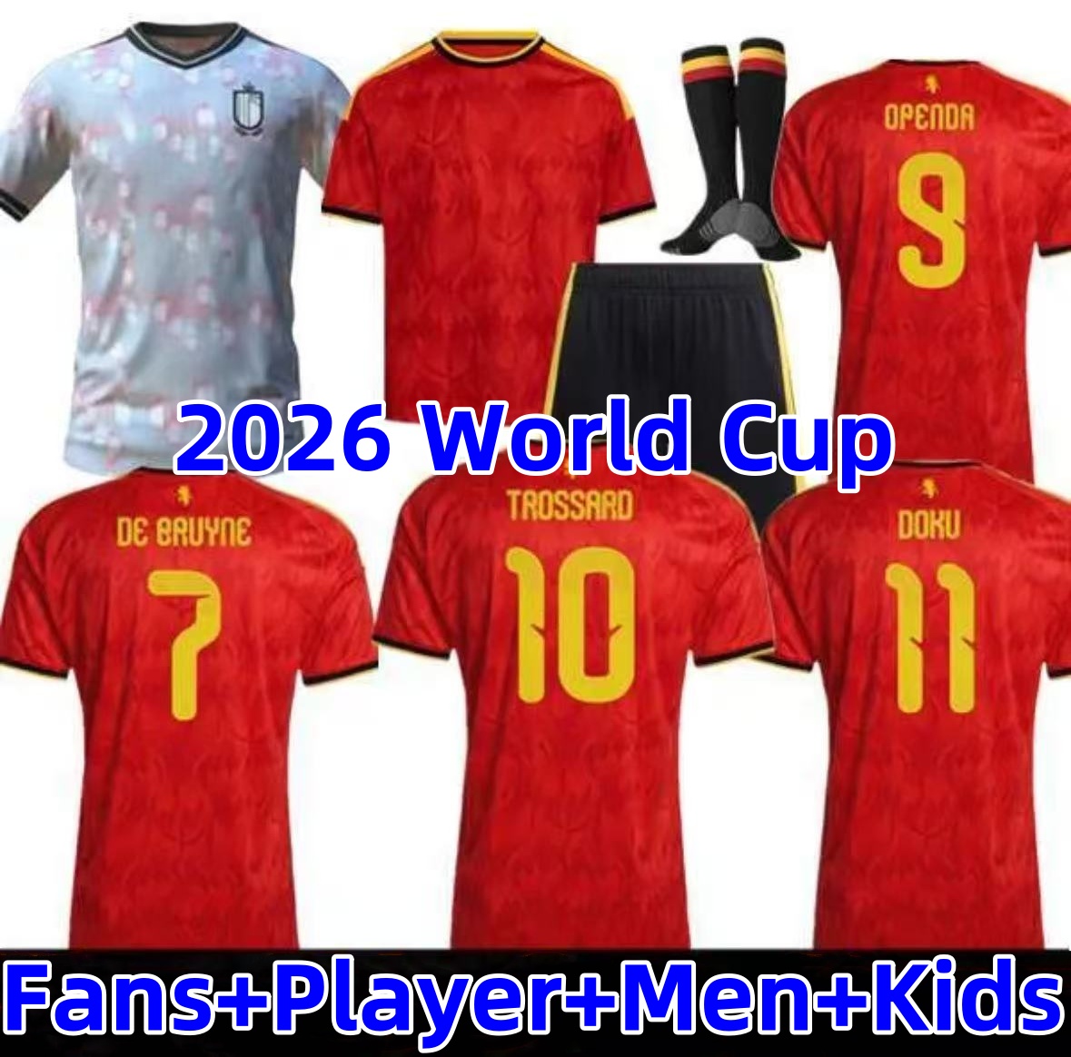 2026 Belgium World Cup Soccer Jerseys DE BRUYNE R.LUKAKU E.HAZARD 25 26 National Team shirt MERTENS BATSHUAYI TIELEMANS T.HAZARD Fans Player football shirt Men Kids Kit