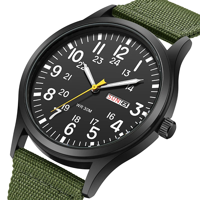 2024 TPW Field Watch Easy Reading Fabric Strap 24 Hours Display Quartz Movement 260109