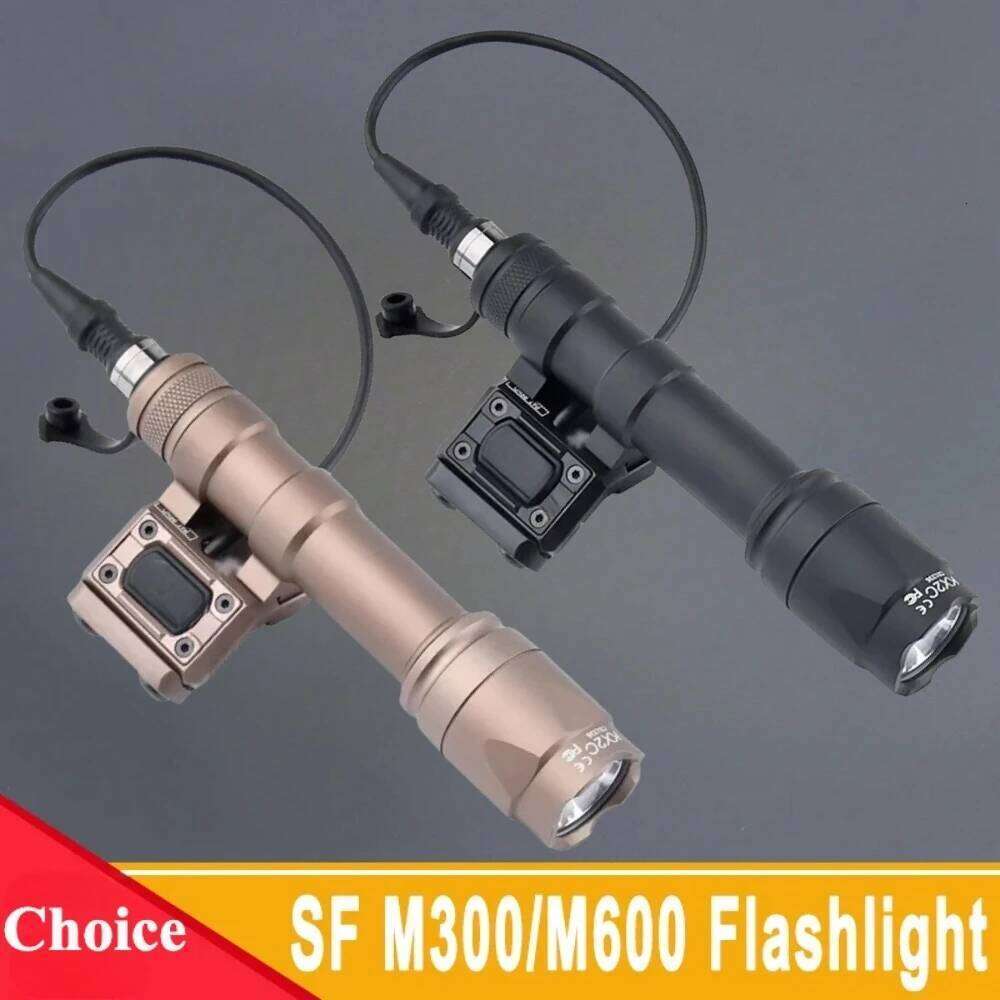 Upgrade Metal M600C/M300A Tactical LED Flashlight Fit 20mm Rail Hunting Scout Weapon Gun Light with Pressure Switch 26L0110