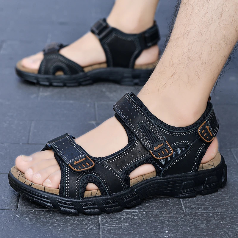Classic Mens Sandals Summer Genuine Leather Sandals Men Outdoor Casual Lightweight Sandal Fashion Men Sneakers Size 38-46 260107 - view 5
