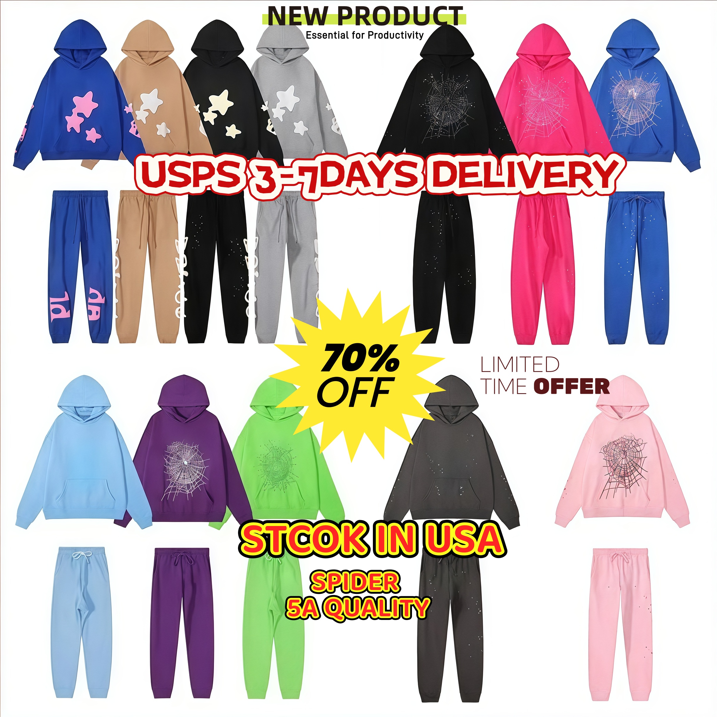 Young Thug Spider Hoodies Designer Fluffy Hoodie Men Women Sweatshirt 5A US Foam Print Web Graphic Pink Sweatshirts y2k Pullover Hoody Tracksuit Hip Pop Streetwears