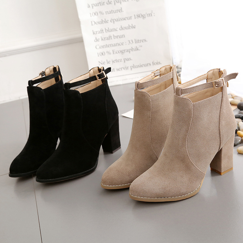 Hots 2026 Autumn Winter Ankle Boots, British Style Chunky Heel Martin Boots with Back Zipper, Women's Fashion Block Heel Booties