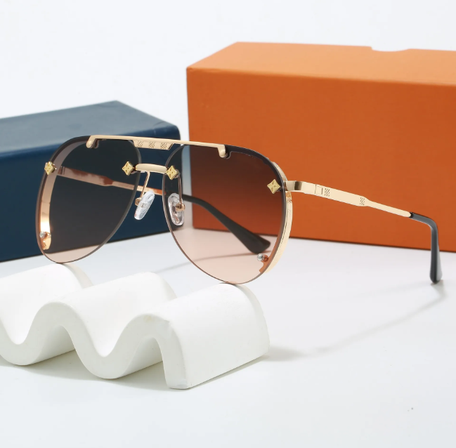 2026 Mens Designer Sunglasses Outdoor Shades women fashion Metal Oval luxury Half Frame Sunshade mirror polarized UV400 protection Glasses With box