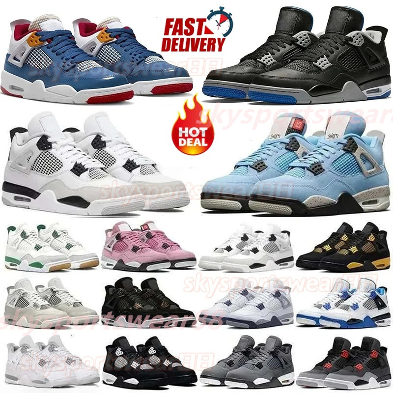 Designer shoes 4 Basketball Shoes for Women Military Sail Red 4s Black Cat Cement Yellow Thunder White Oreo Cool Grey Blue j4 University Seafoam Men size 36-48 K14