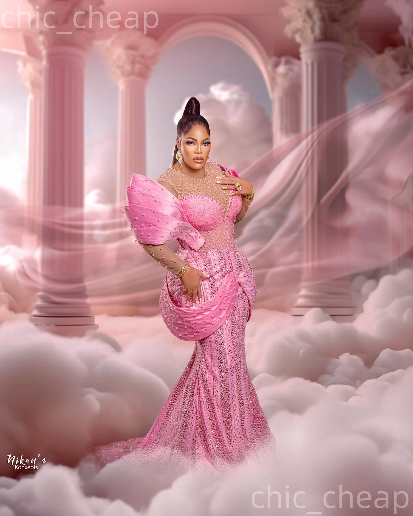 2026 Aso Ebi Pink Mermaid Prom Dresses Pearls Beaded Sheer Neck Evening Formal Party Second Birthday Engagement Reception Gowns Dress For Special Occa