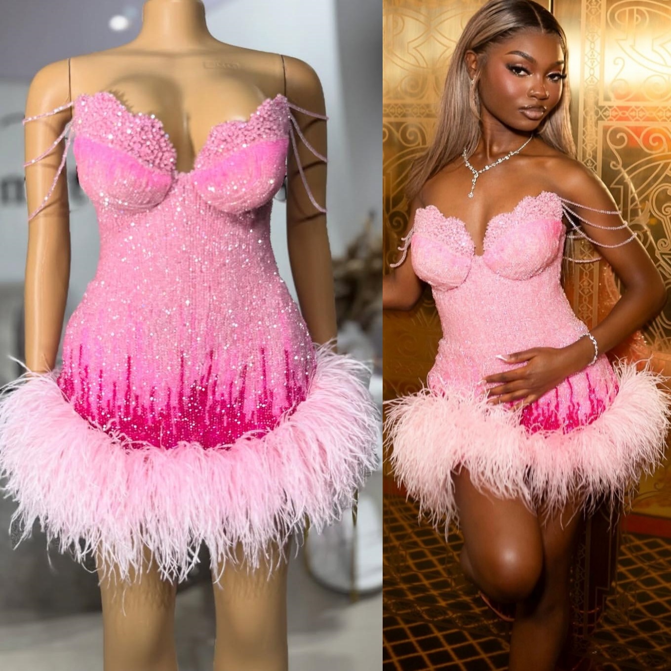 2026 Pink Sheath Cocktail Dress Beaded Feather Sequined Sweetheart Short Mini Graduation Homecoming Dresses For Special Occasions Sweetheart Gowns ZJ0