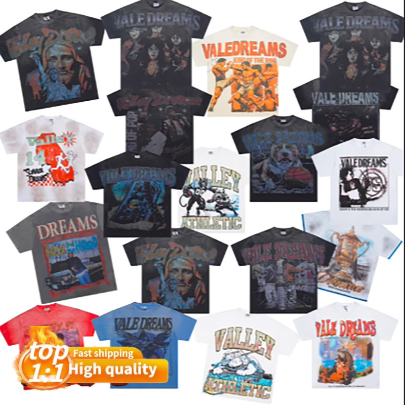 top Valley T Shirt Summer Designer T Shirt For Men Women Vale Shirts Hip Hop Round Neck Short Sleeved Fashion Streetwear Graphic Tee Valley Dream Party Tops Clot