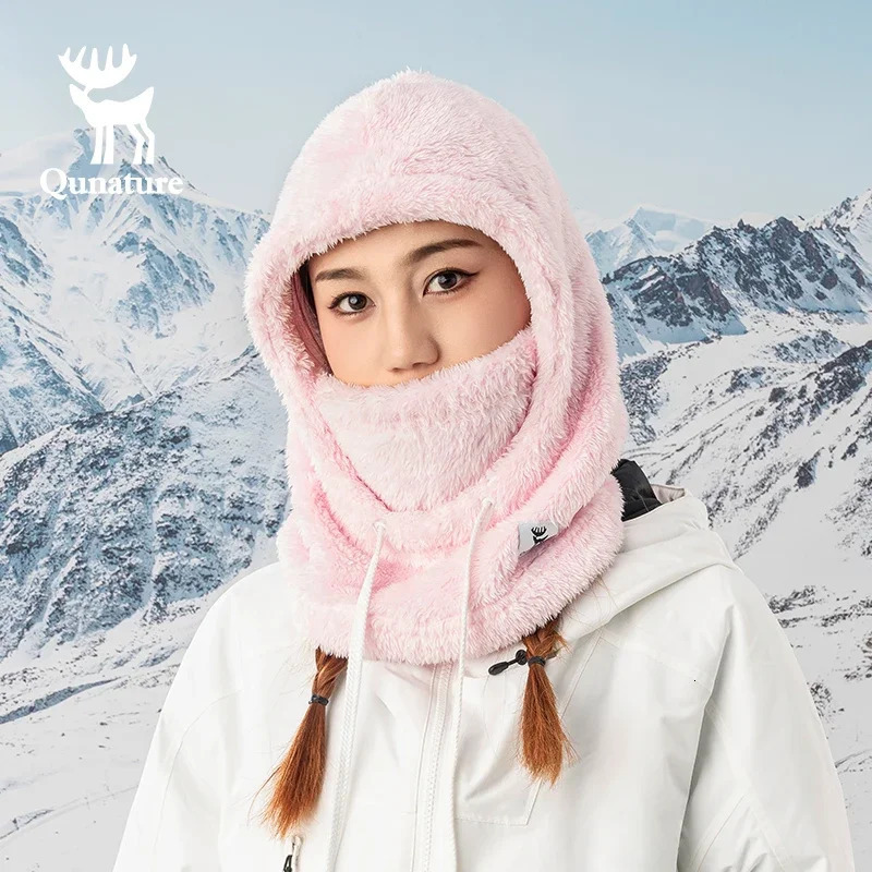 Qunature Skiing Mask Full Face Balaclava Hood Thicken Thermal Fleece Neck Protection Gaiter Winter Keep Warm Snowboarding Scarf 260107