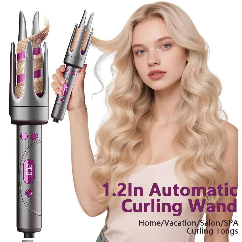 Automatic Curling Iron Wand Voluminous Waves 32mm, Digital Display Tourmaline Ceramic Hair Curler with 4 Heat Settings Frizz-Fre H260110