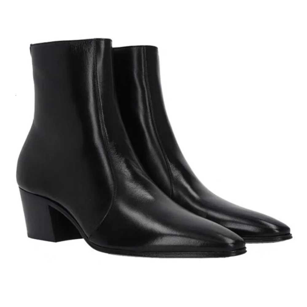 New Mens Short Boots High Quality Brand Retro Leather Pointed Toe Ankle Boots 2025 Fashion 6cm High Heel Mens Chelsea Boots Z251218