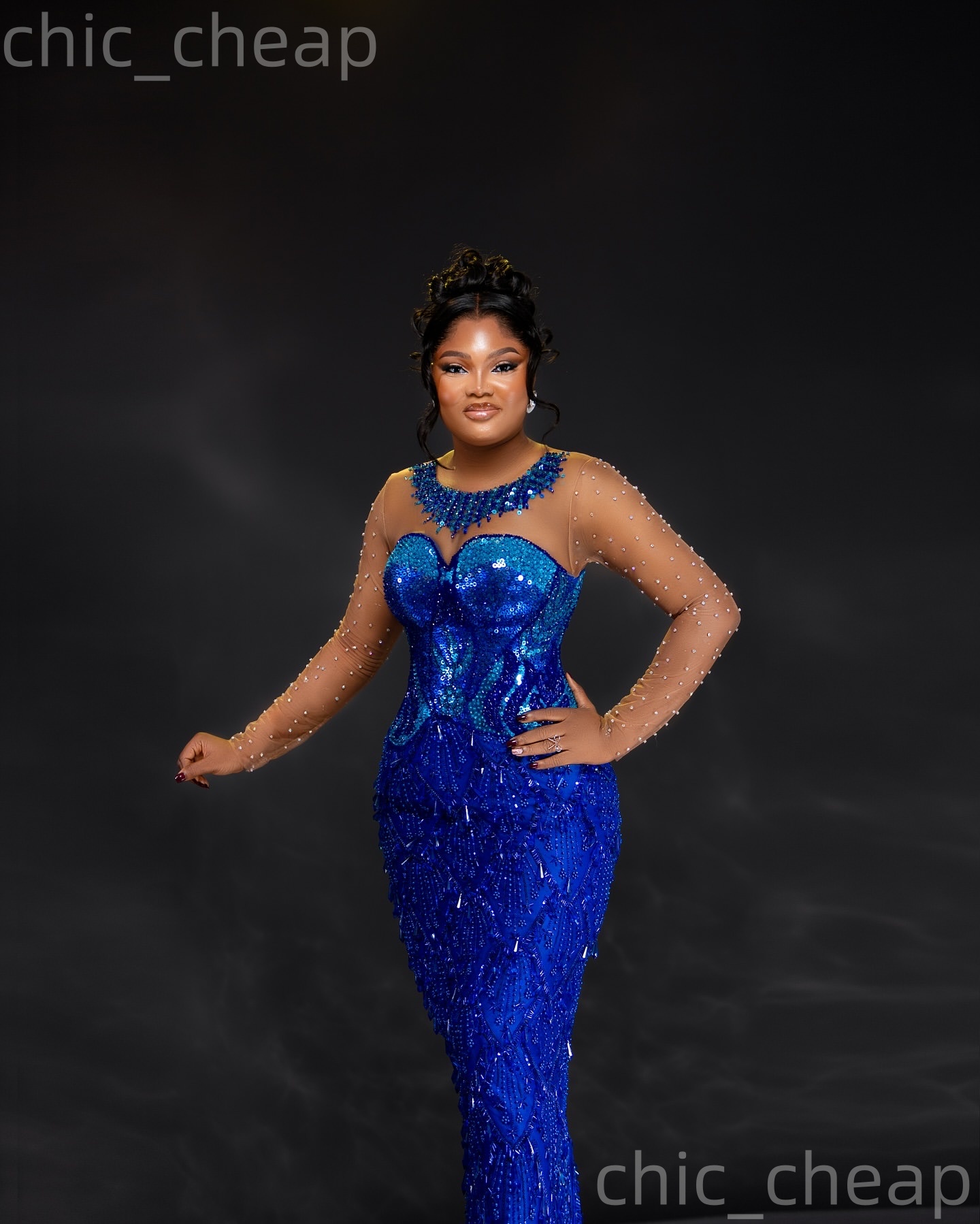 2026 Aso Ebi Royal Blue Sheath Prom Dresses Crystals Beaded Sequined Evening Formal Party Second Birthday Engagement Reception Gowns Dress For Special