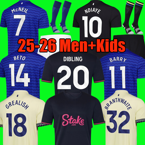 S-4XL GREALISH McNEIL BETO BARRY DIBLING Evertoons 25 26 Soccer Jerseys NDIAYE 2025 2026 TARKOWSKI MYKOLENKO football shirt BRANTHWAIT GANA jersey Men Kids top Kit