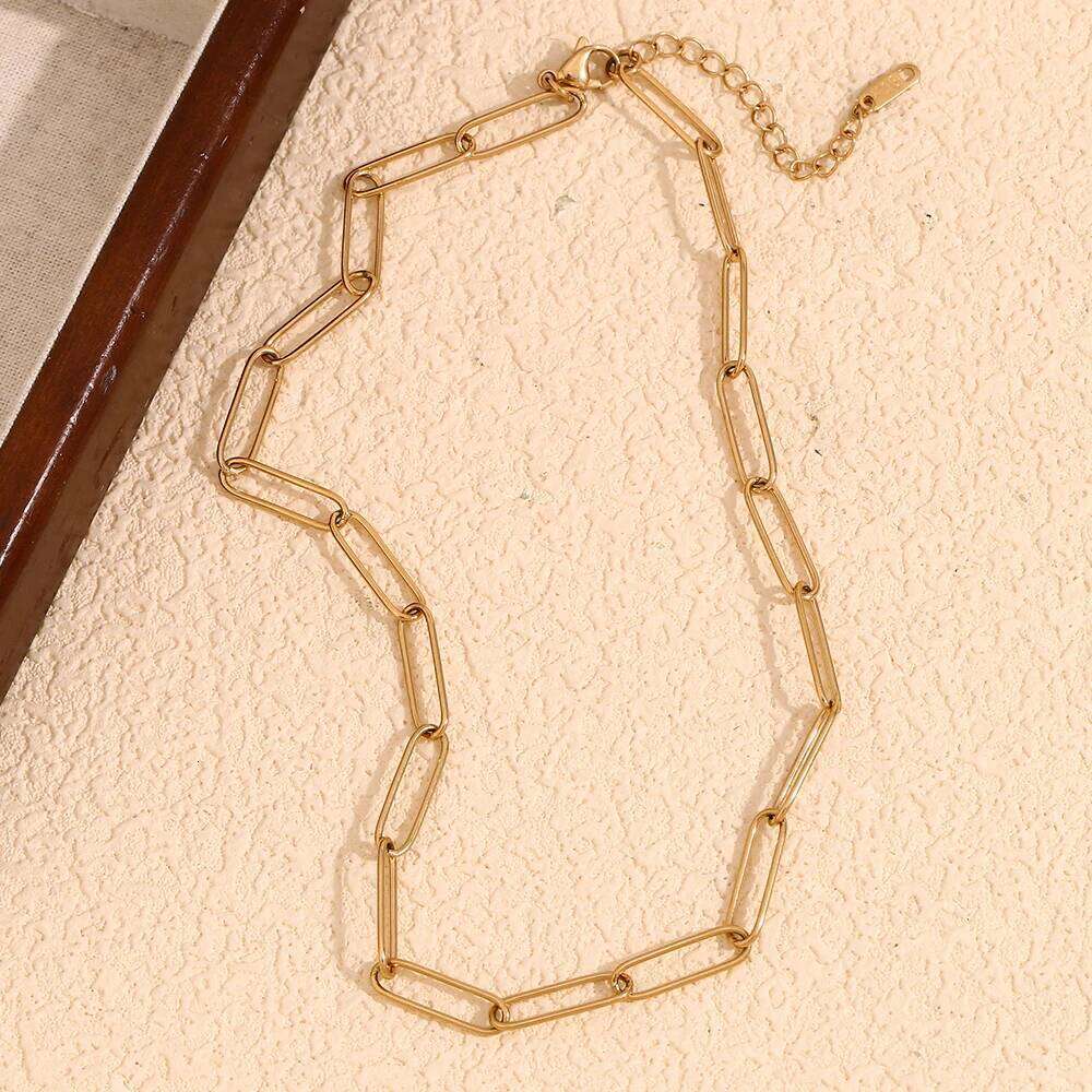 MamacitaSlay Classic Single 6mm Long Paper Clip Chain necklac 18K Gold Plated stainless steel women's jewelry accessories women XJ260110