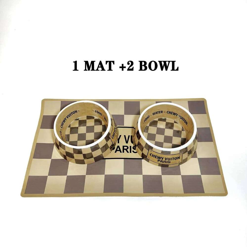 Bowls With Placemat Puppy Cat Feeder Non-slip Crash Luxury Designer Dog BowlFrench Bulldog Bowl For Small Dogs 26Y0110