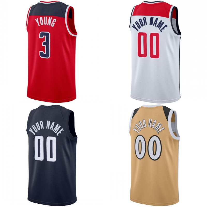 Custom Print Trae Young Davis Alex Sarr Basketball Jersey Hot Pressing George Johnson Davis Whitmore Kispert Carrington Westbrook Riley John Wall Coulibaly Shirt