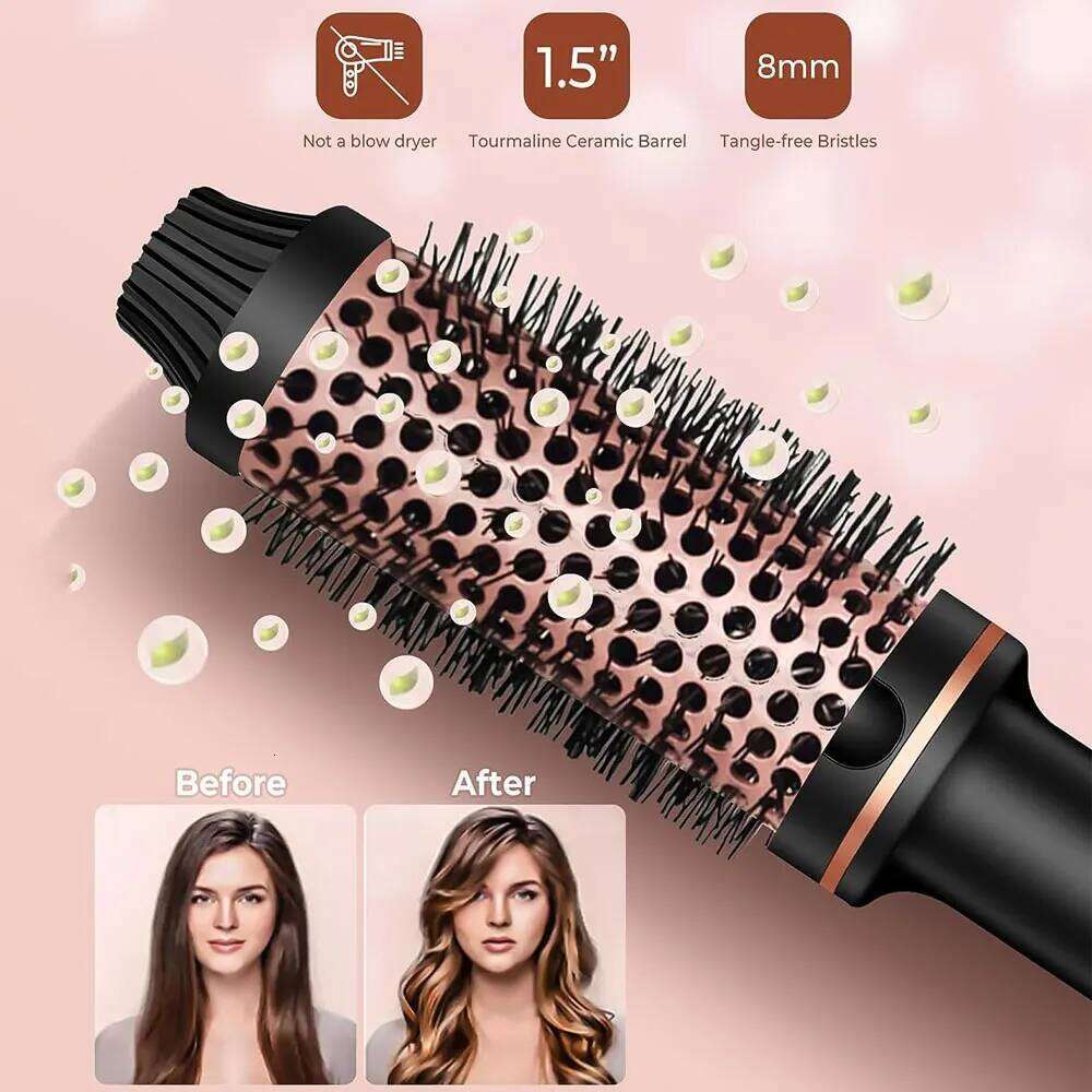 Thermal 1.5 Inch Heated Ceramic Curling Iron Volumizing Heating Round Brush Travel Hair Curler Comb H260110