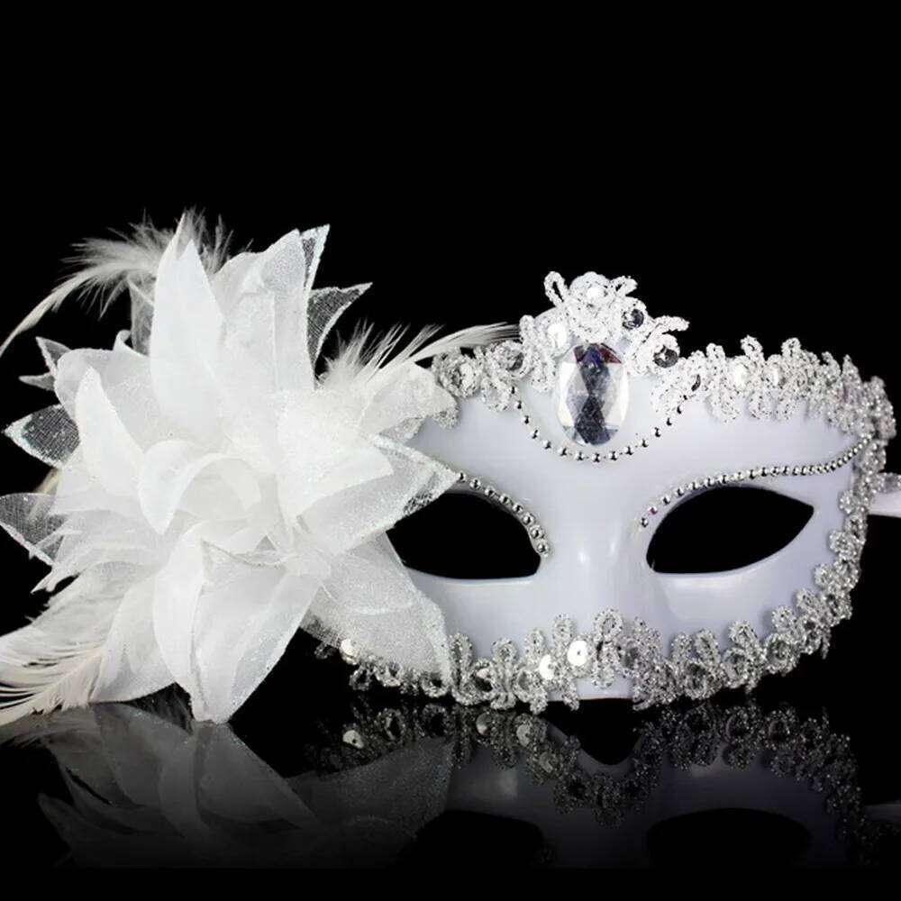 Dance Party Diamond Venetian Feather Flower Wedding Carnival Performance Costume Sexy Lady Mask Masquerade Christmas 2024 26H0110