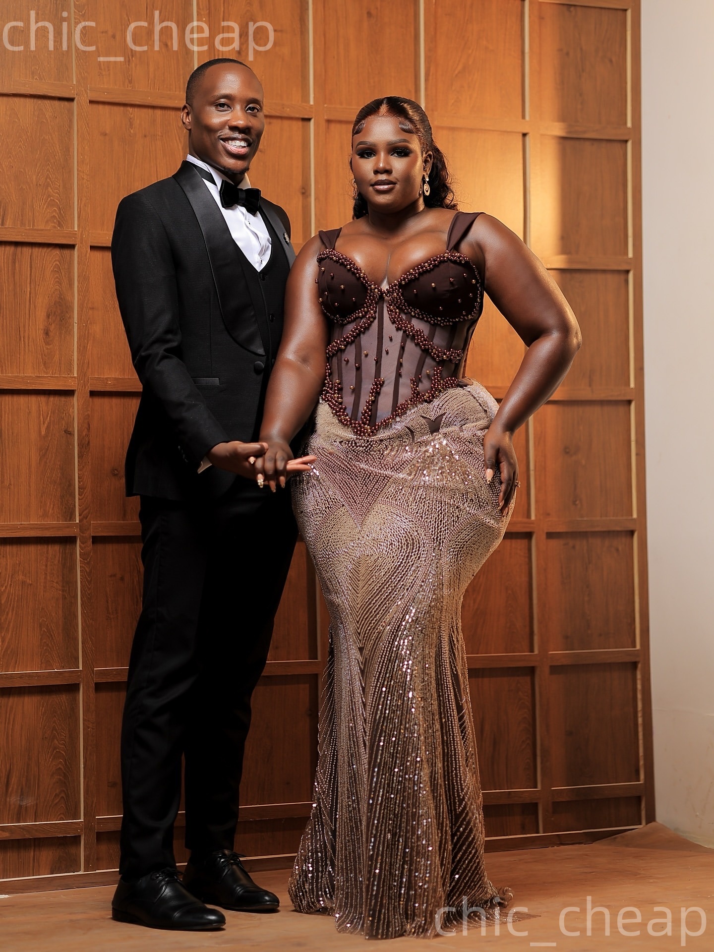 Aso Ebi Brown Mermaid Prom Dresses 2026 Spaghetti Pearls Sequined Sparkkly Evening Formal Party Second Birthday Engagement Gowns Dress For Special Occ