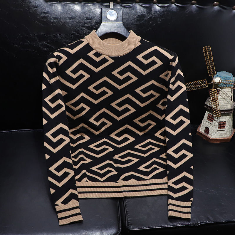 2026 Autumn/winter New Men's Sweater Fashion Luxurious Trendy Multi-functional Knitted Shirt Casual Men's Clothing Basic Shirt