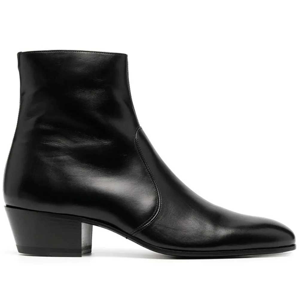Man Chelsea Boots Genuine Leather Ankle Business Round Toe High Heels Mens Boots Size 37-46 Men Shoes Mens Boots Z251218