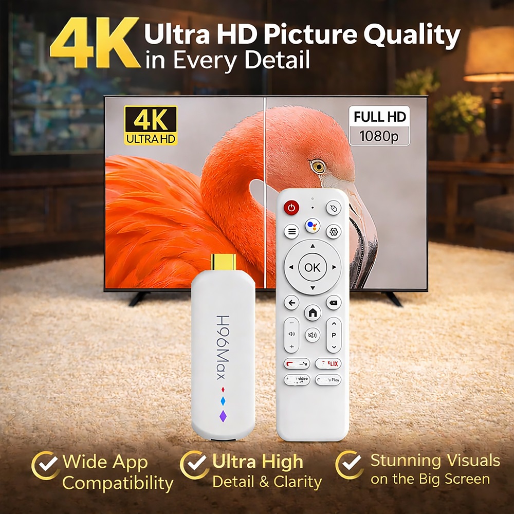 H96MAX TV Stick Box Amlogic S905L3 H96 MAX M20 Android 14.0 4K BT 2.4G 5G Wifi Media Player Voice Android 2GB 16GB