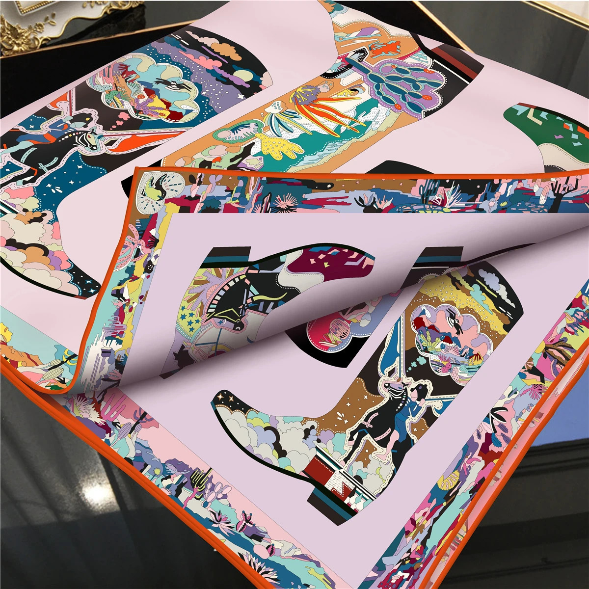 Double Face Scarf 90CM Scarves Hand-rolled Edges Bandanas Shawls Bag Belt Neck Decoration Christmas Gifts 260106
