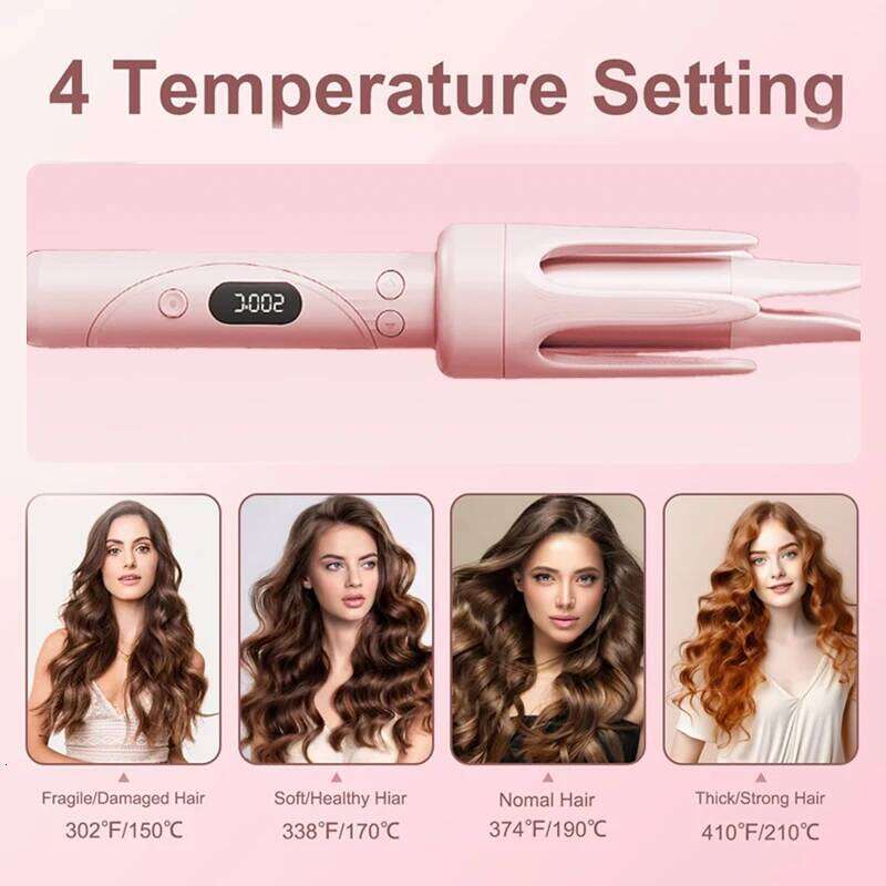 Automatic Curling Iron Wand Voluminous Waves 32mm, Digital Display Tourmaline Ceramic Hair Curler with 4 Heat Settings Frizz-Fre H260110