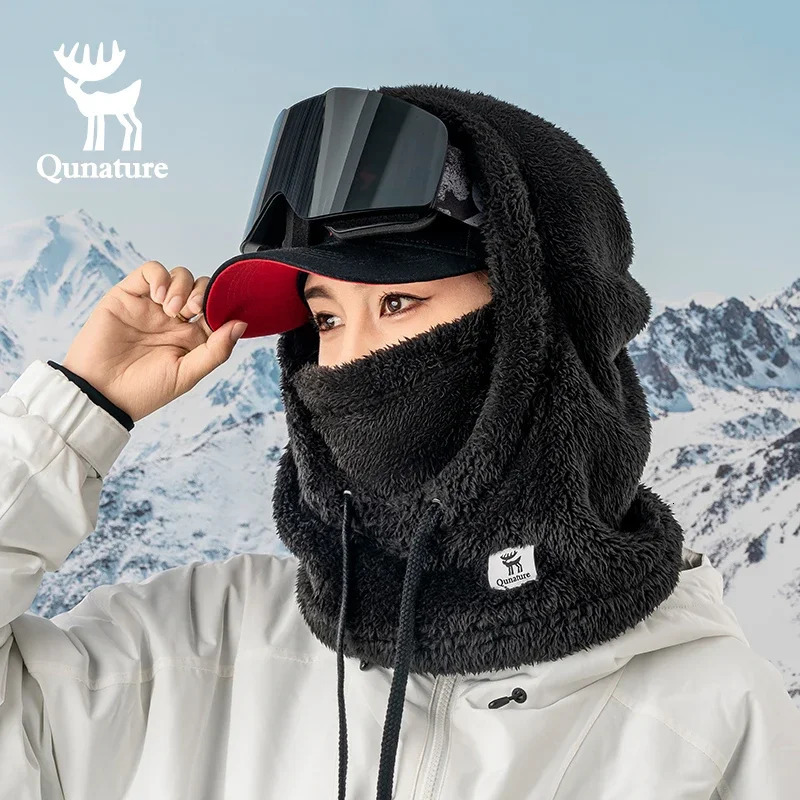 Qunature Skiing Mask Full Face Balaclava Hood Thicken Thermal Fleece Neck Protection Gaiter Winter Keep Warm Snowboarding Scarf 260107