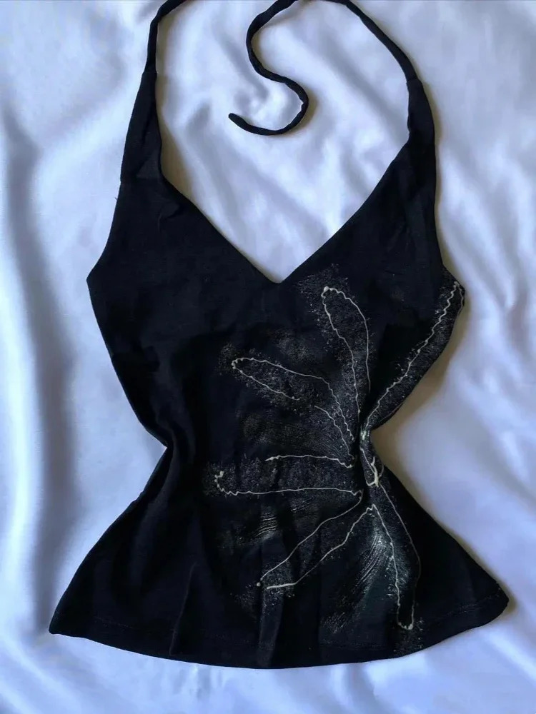 Summer Kawaii Sweet Girl White Tanks Tops Women Punk Solid Y2k Crop Tops Female Aesthetic Gothic Corset Sling T Shirt 260109