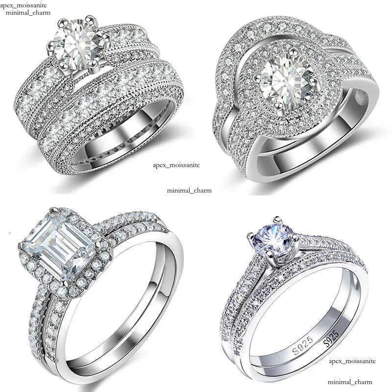 Band 2023 New Sterling Sier Big Wedding Rings Set for Bridal Women Engagement Finger Party Gift Designer Jewelry J230517
