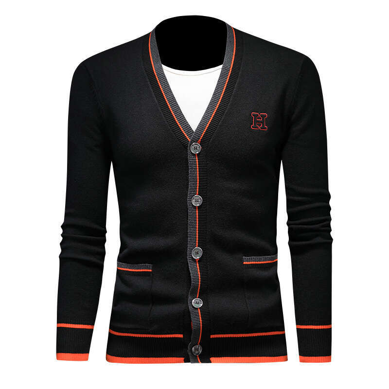 Men's Wool Cardigan European Station Autumn New Single-Breasted Sweater Jacket Outerwear Knitted V-Neck