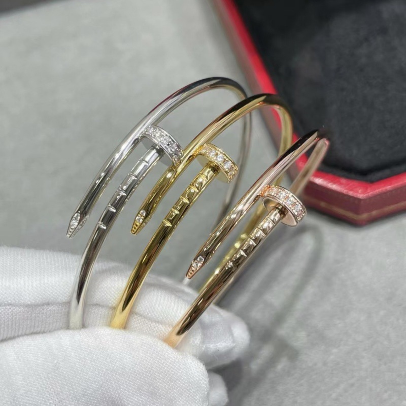 Women Bracelet Kajia High Version 925 Silver Classic Nail CNC Precision Thick Plated Three Circle Head And Tail Diamond Light Luxury Fashion Bracelet
