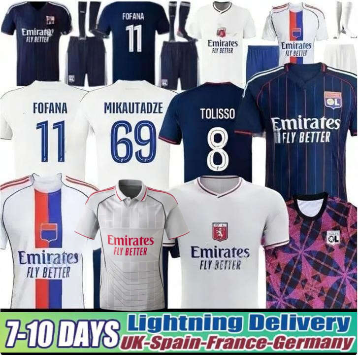 25 26 Maillot Lyon Soccer Jerseys 75-year 2025 2026 Olympique Lyonnais Football Jersey OL 3rd Fourth Shirts CHERKI Mikautadze Men Football Shirt top Kids Kits