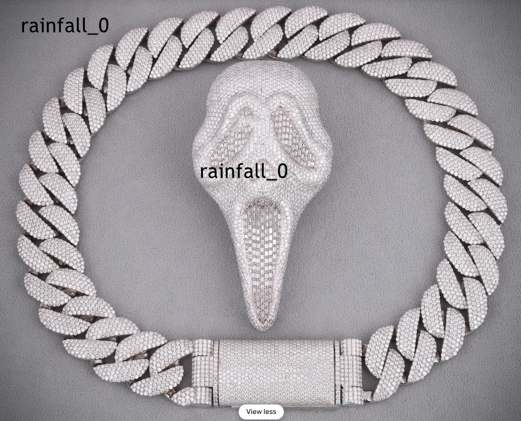 925 Silver Moissanite Iced Out Scream Mask Pendant Hip Hop Bling Baguette Ghost Face Charm Necklace for Men Jewelry