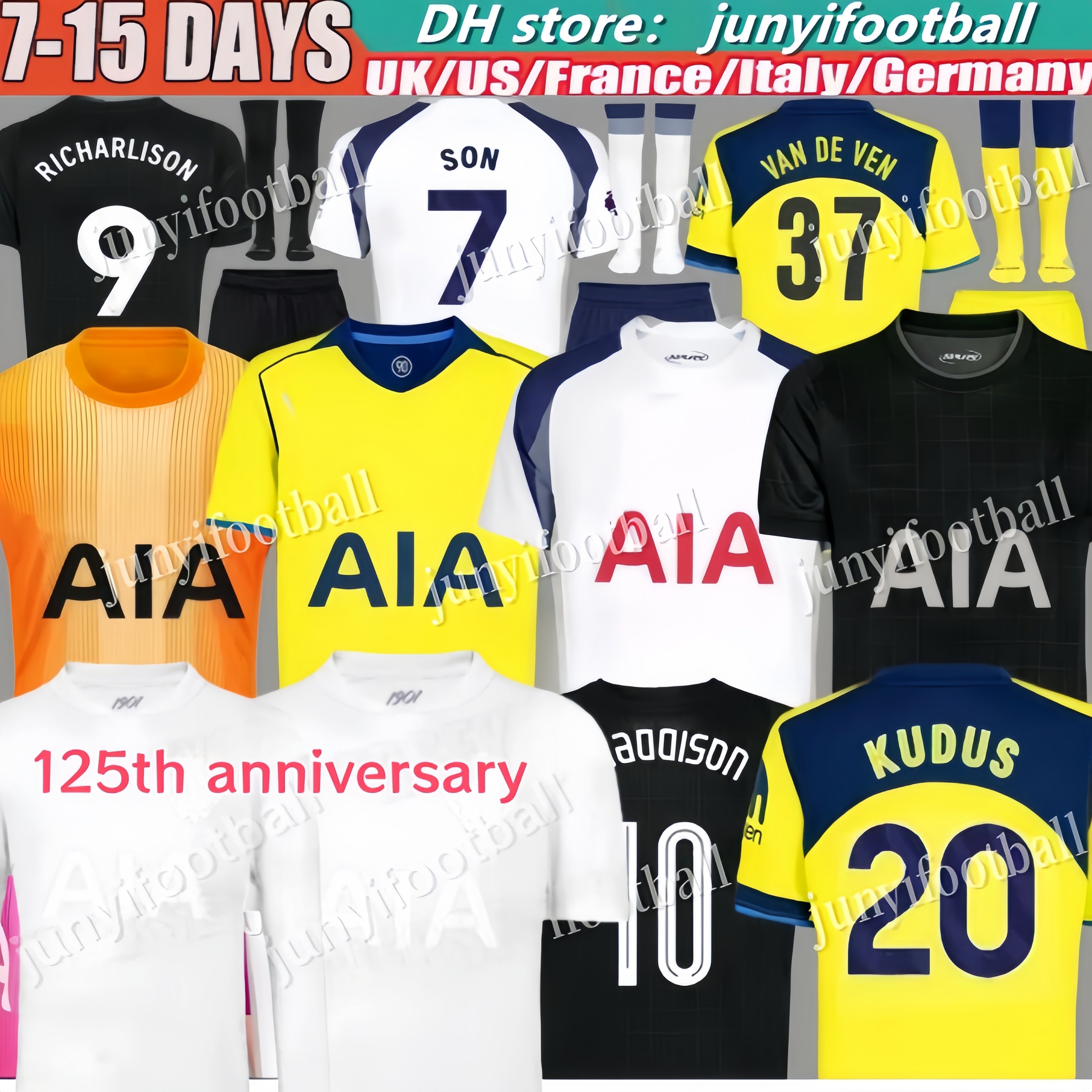 Tottenhamjersey 25 26 Soccer Jerseys XAVI Men Kit Kids TEL SOLANKE SON KUDUS MADDISON RICHARLISON ROMERO VAN DE VEN BISSOUMA Tottenhames Football fans players