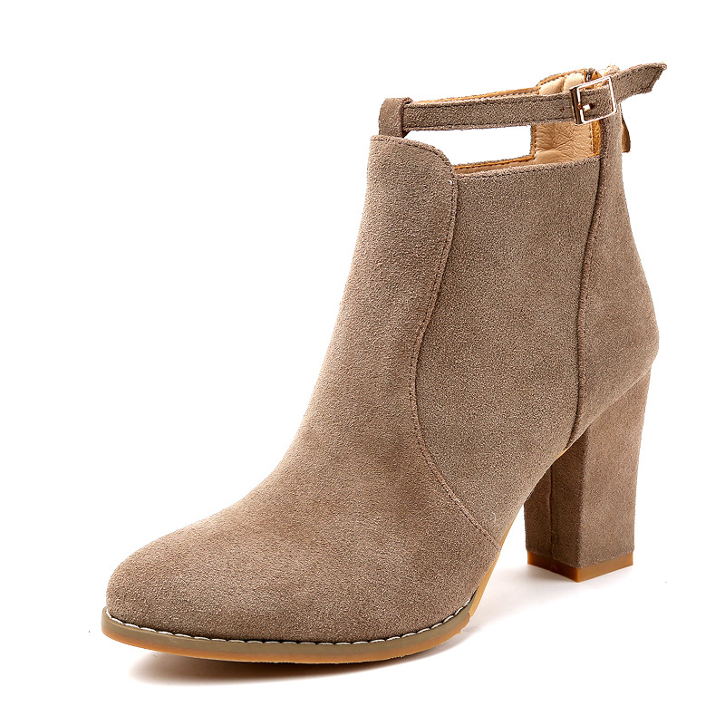Free Shipping 2026 Autumn Winter Ankle Boots, British Style Chunky Heel Martin Boots with Back Zipper, Women's Fashion Block Heel Booties