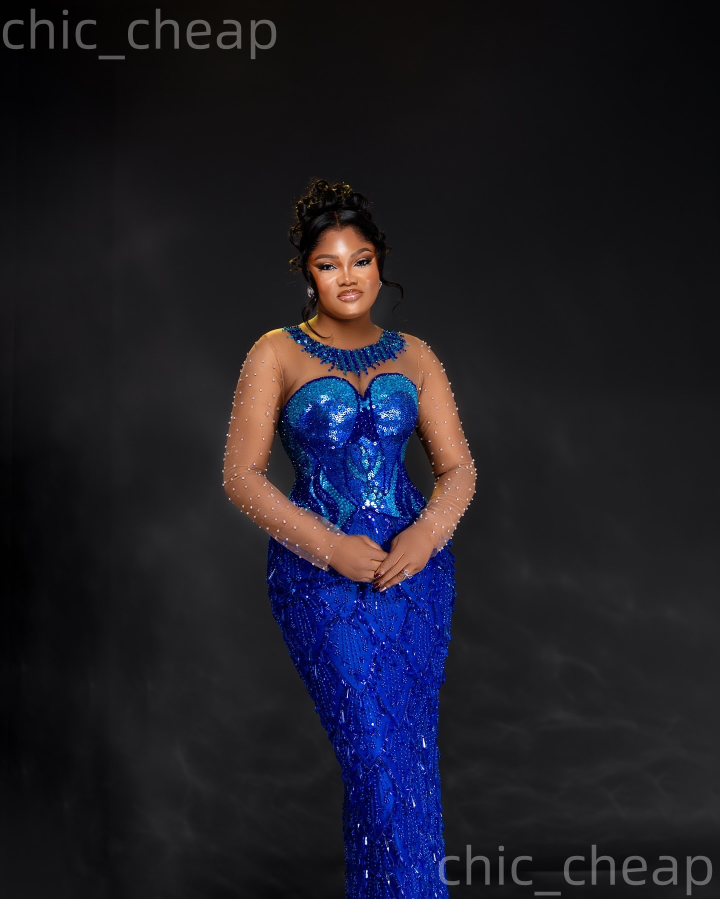 2026 Aso Ebi Royal Blue Sheath Prom Dresses Crystals Beaded Sequined Evening Formal Party Second Birthday Engagement Reception Gowns Dress For Special
