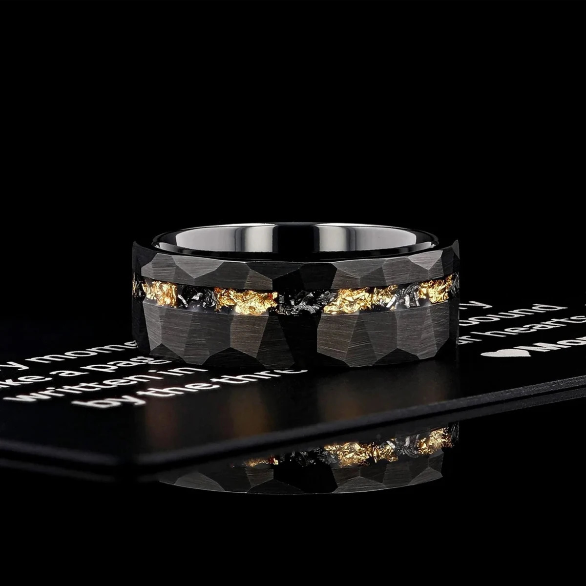 8MM Blcak Meteorite tungsten ring anillos bague homme pareja de compromiso fashion jewelry Mens wedding bands engagement rings 260104