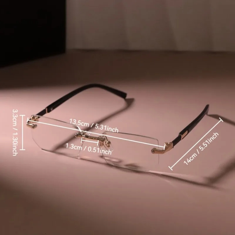Chic Rectangle Glasses for Men Chic Rimless Rectangle Glasses for Men Women - Vintage-Inspired Clear Lens Zinc Alloy Frame 260106