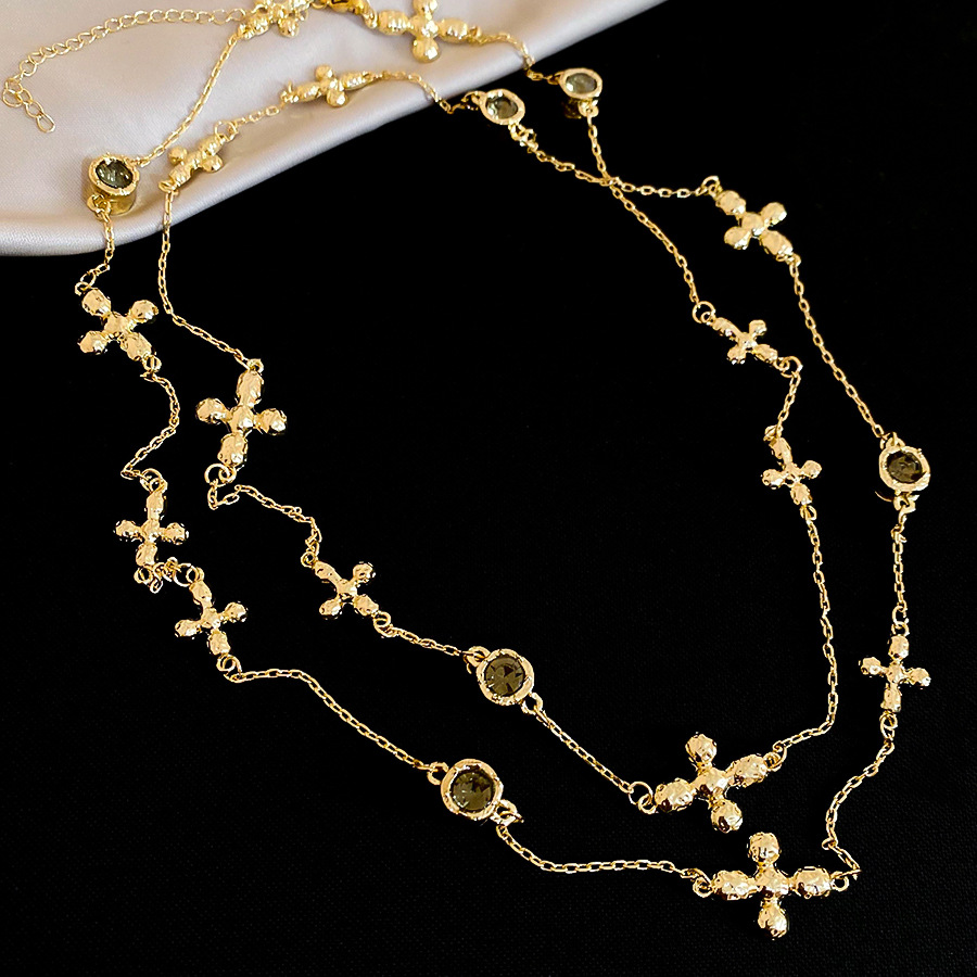 Tiger Eye Stone Flower Pearl Simple Fashion Elegant Versatile Sweater Chain Light Luxury High-End Sense Necklace for Women - view 3