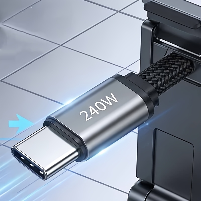 2-In-1 Invisible Charging Cable | 240W Fast Charging, Built-In Foldable Phone Type-C Interface, 5-Foot Long, Suitable For Smartphones/Tablets, Adjusta