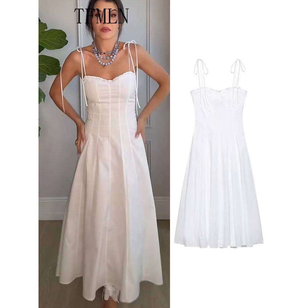 TFMLN 2025 Elegant Women Tierred Strap Long Dresses Summer Sweetheart Collar Sleeveless Party Sexy Slim Date Night Dress