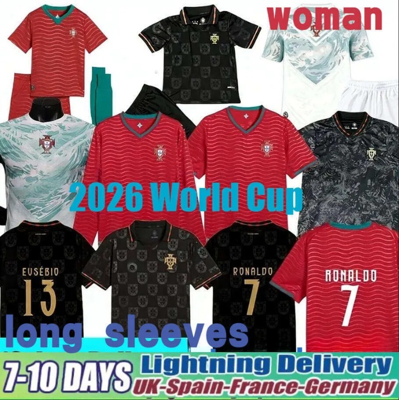 Maillot Portugal 2026 World Cup Soccer Jerseys Portuguesa RoNalDo Jerseys JOAO FELIX BERNARDO B. FERNANDES PEPE 25 26 27 Portugal Football Shirt Team Men Kids Kit S-4XL