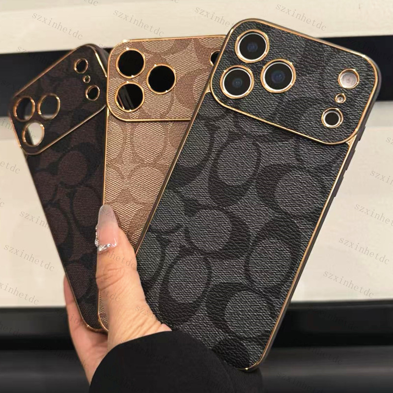 17 Pro Max Phone Case Designer Card Pocket Golden Badge iPhone Case with for iPhone 16 ProMax Cases Apple 15 14 13 iPhone17 Cell Phone Cases Leather Mobile Cover dhgate