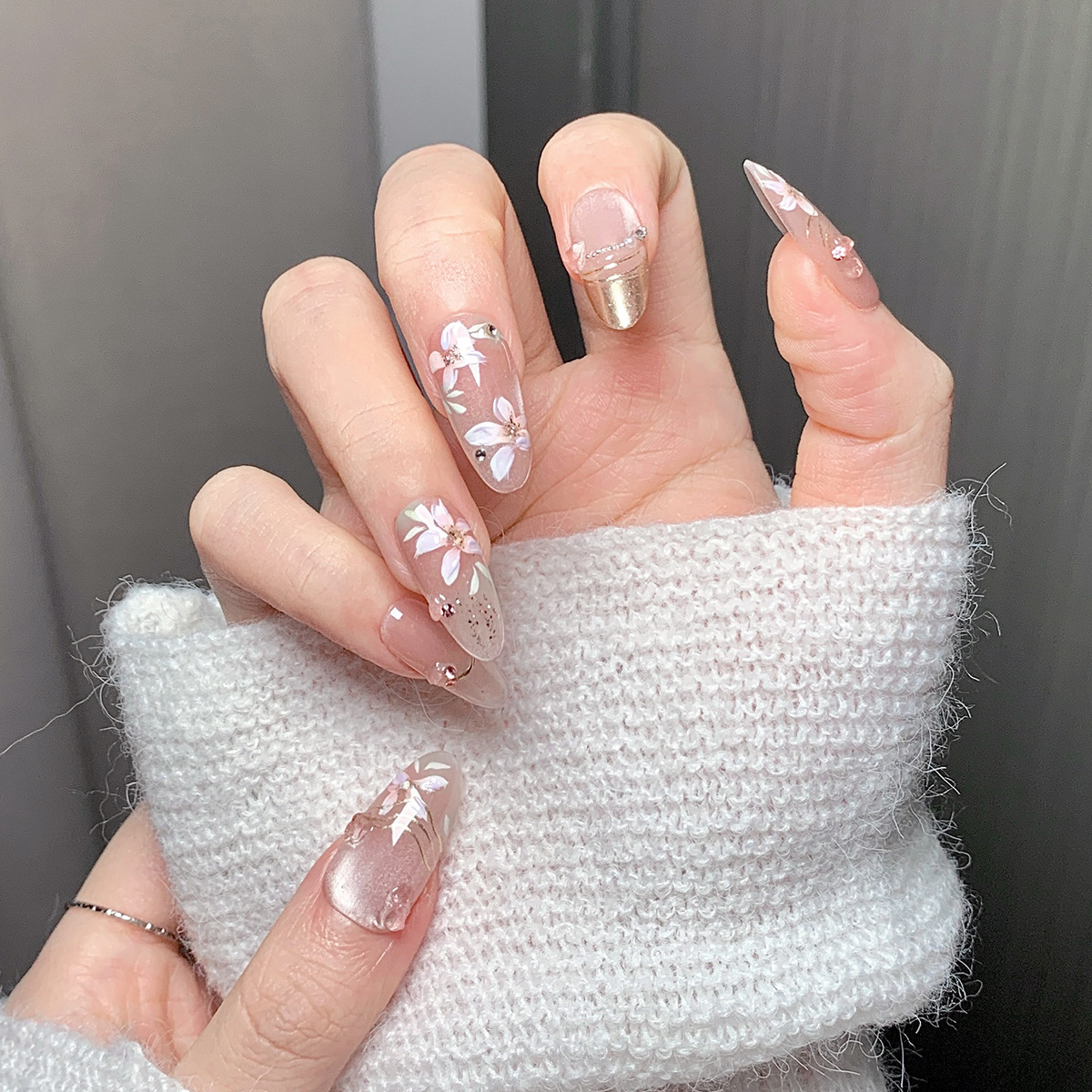 highquality artificial mediumlength frenchoval style acrylic nails ideal for salon services