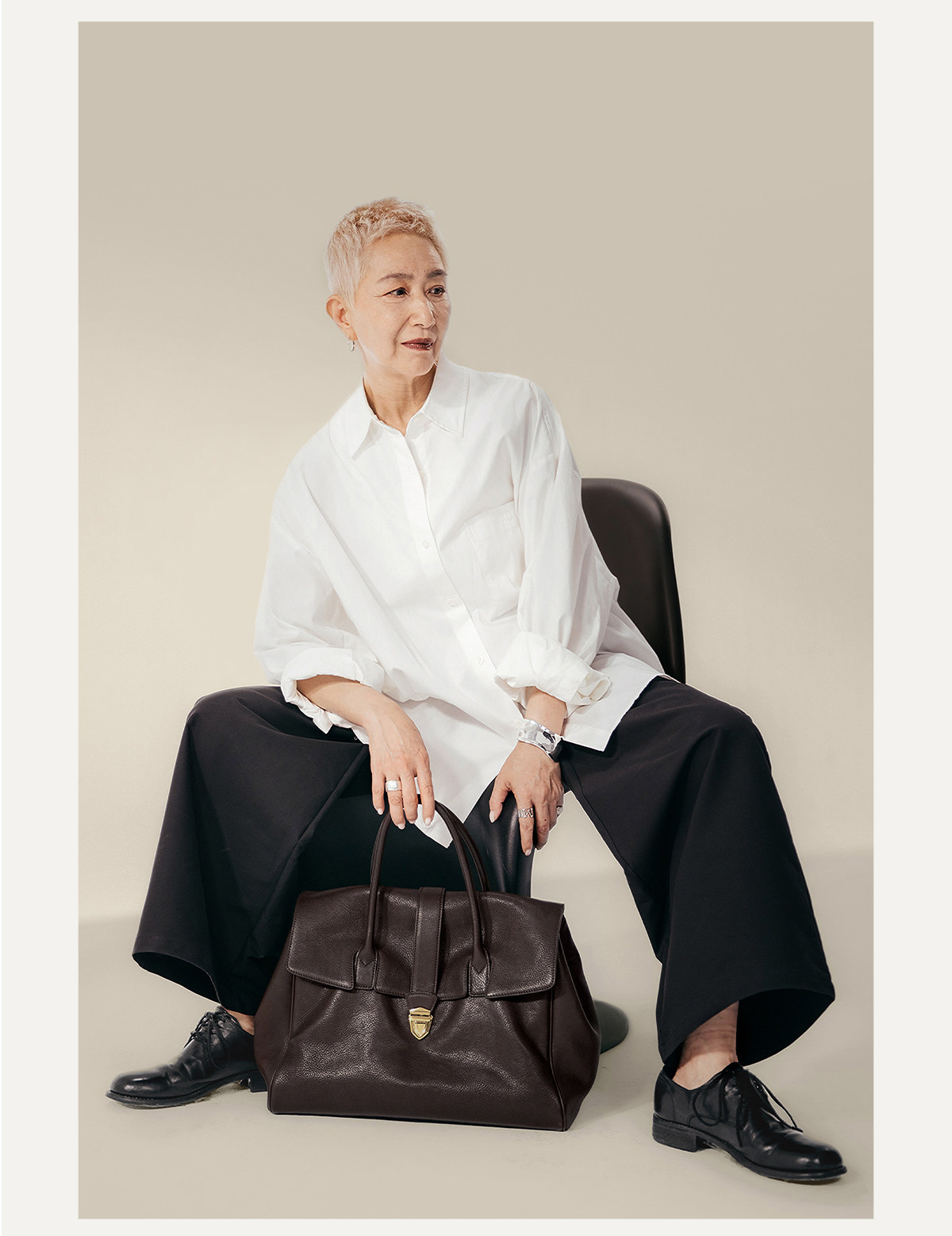 Same-style Qiu Zhen lady's leather bag, women's bag, vegetable-tanned cowhide single-shoulder crossbody bag, large-capacity handbag for comm