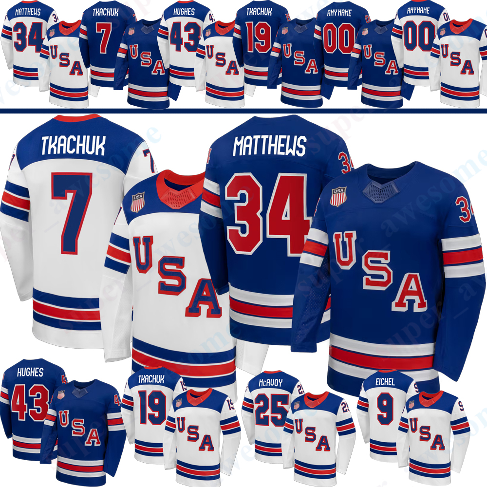 Team USA Hockey Jersey Seth Jones Jake Oettinger Jake Sanderson Tage Thompson Vincent Trocheck Zach Werenski Jonathan Quick Tony Amonte Phil Housley John LeClair