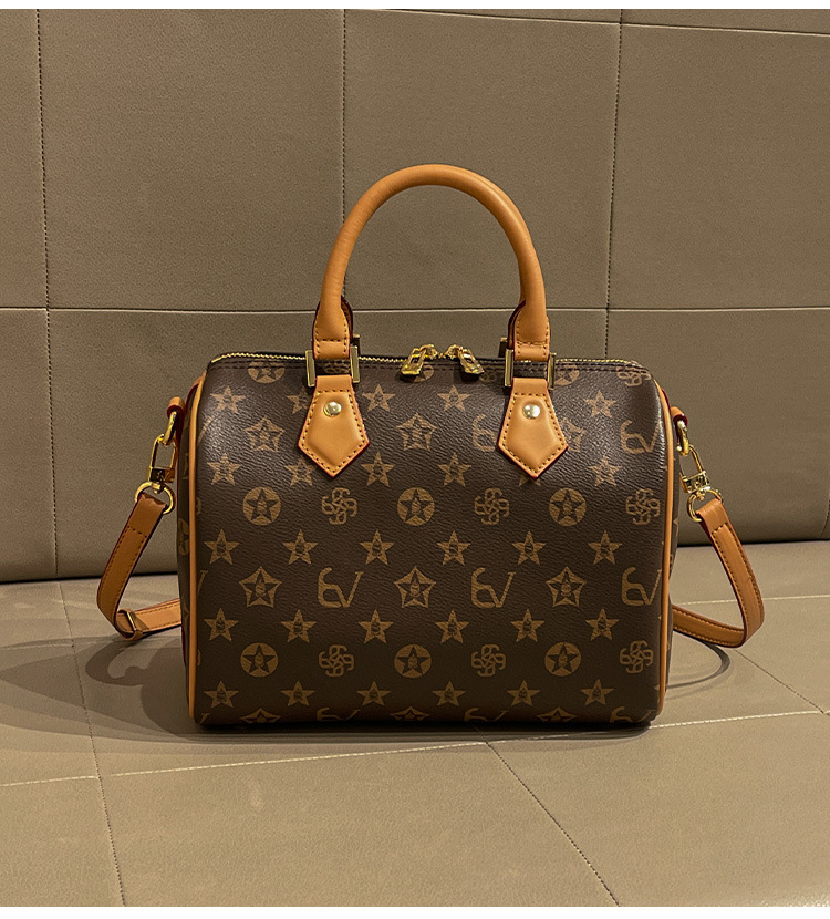 High Quality Soft Leather Printed Boston Bag 2026 New Design Women Bag Advanced Texture Versatile Fashion Shoulder Crossbody Bag Large and Small Sizes