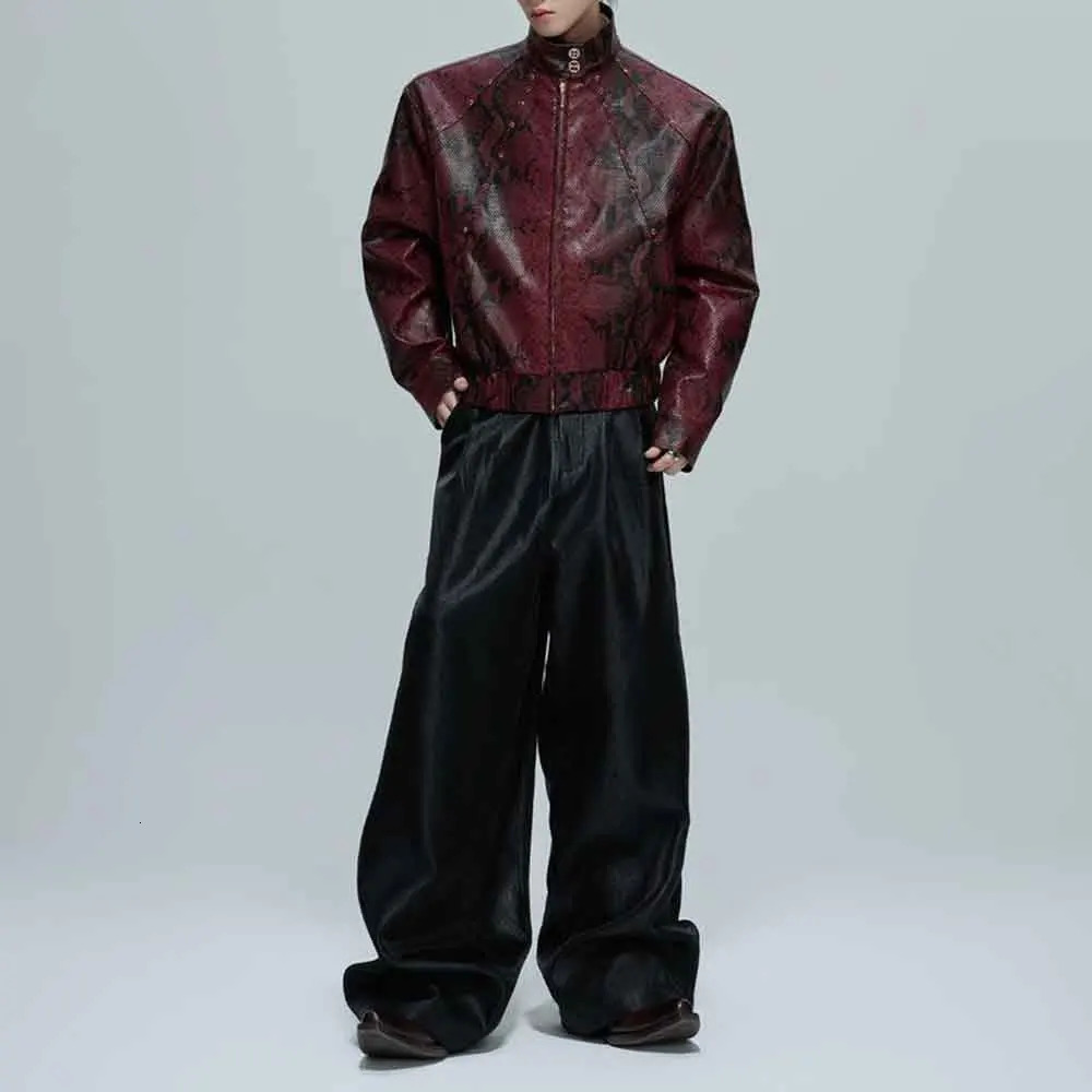 Mens Autumn Jacket Python Texture Jewel Embellished Jacket Streetwear Fashion Nightclub Cropped Top MenS Clothing 2025 260109 - view 3